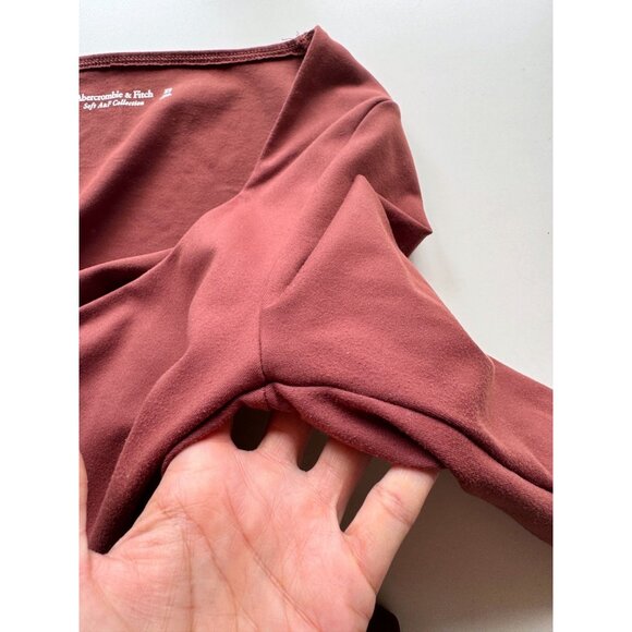 ABERCROMBIE & FITCH Brown Soft Jersey Long Sleeve Sweetheart Bodysuit, Size XS - Picture 3 of 13